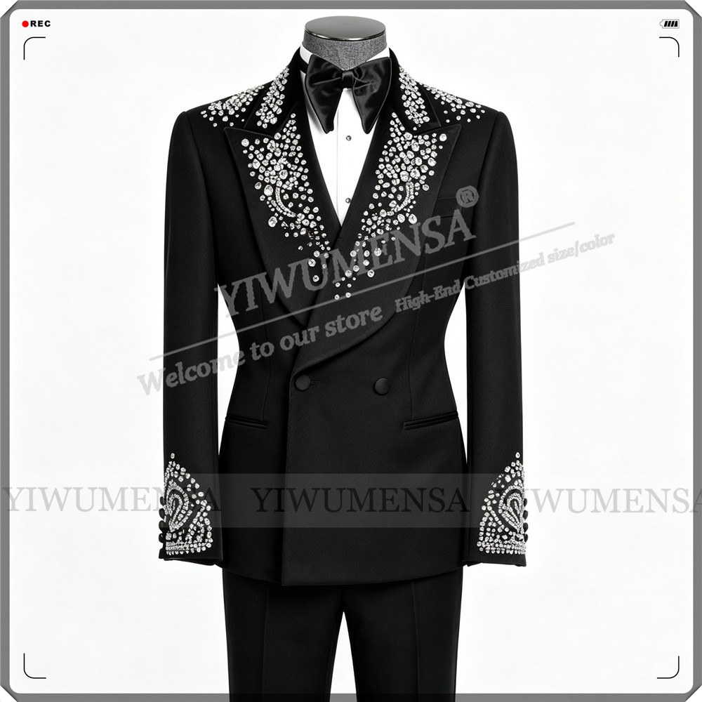 Men Formal Wear Outfits - Luxury Wedding Suit For Man Rhinestones