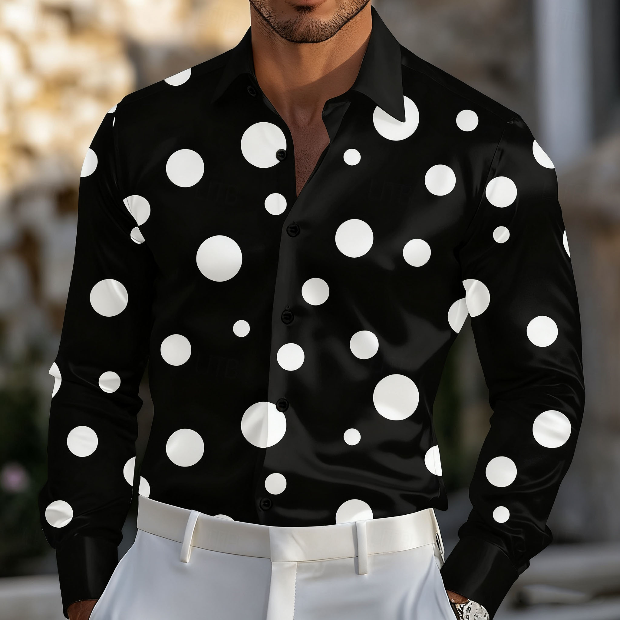 Men's Geometric Polka Dot Shir - đánh giá và giá Men'S Holiday Formal Wear