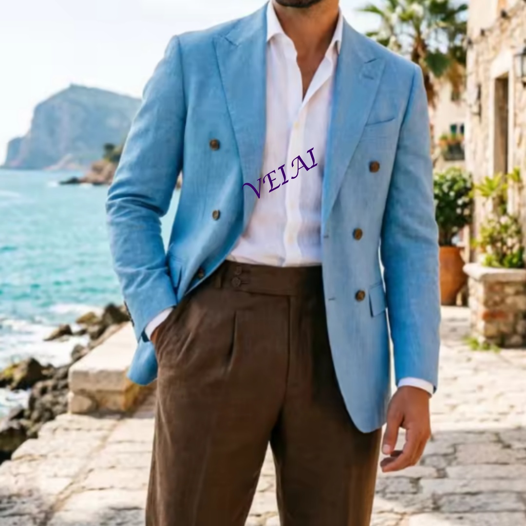 Customized 2 Piece Beige Linen - đánh giá và giá Men'S Holiday Formal Wear